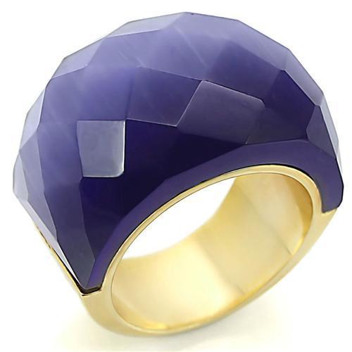 JCE366 Gold Brass Ring with Semi-Precious Cat Eye in Montana