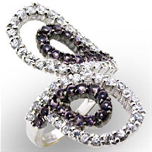JCE518 High-Polished 925 Sterling Silver Ring with AAA Grade CZ  in Amethyst