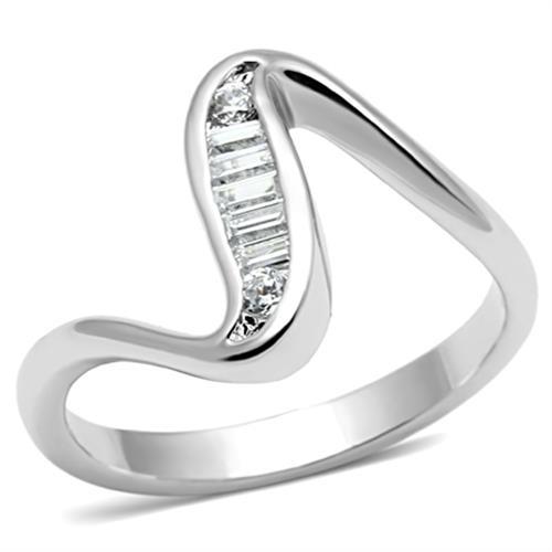 JCE2024 Rhodium Brass Ring with AAA Grade CZ  in Clear