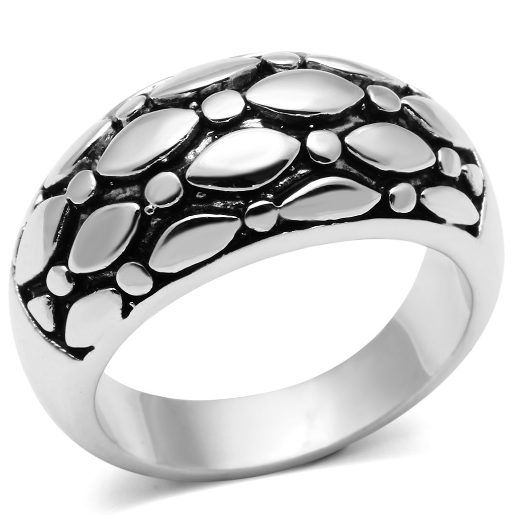 JCE042 Rhodium Brass Ring with No Stone