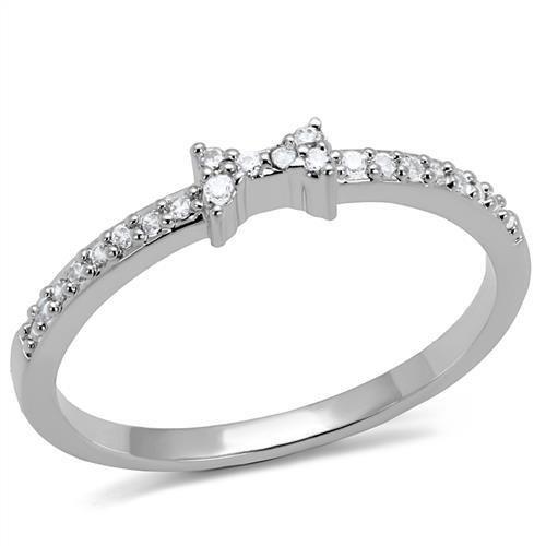 JCE1228 Rhodium Brass Ring with AAA Grade CZ  in Clear