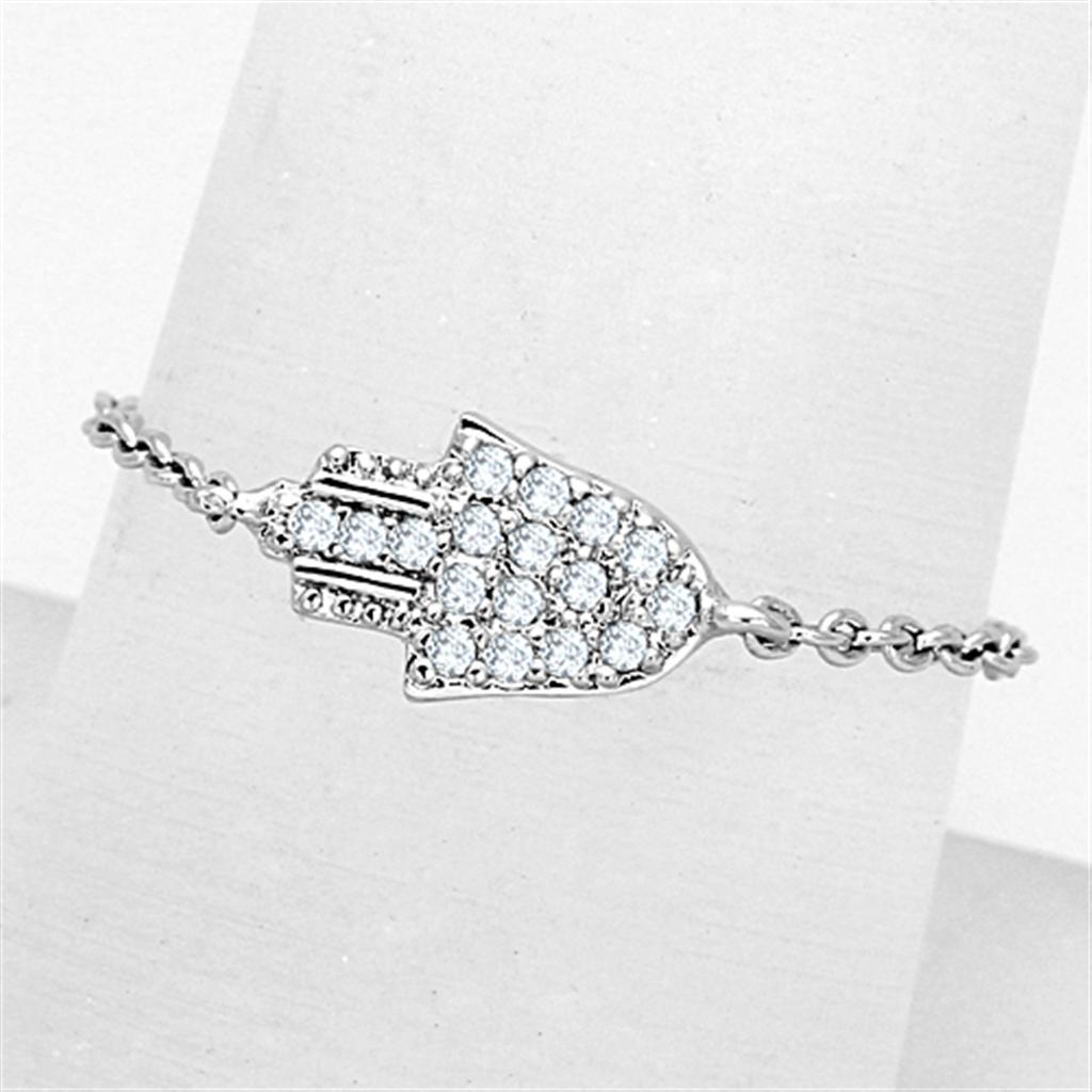 JCE515 Rhodium Brass Ring with AAA Grade CZ  in Clear