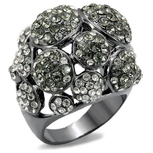 JCE1672 TIN Cobalt Black Brass Ring with Top Grade Crystal  in Black Diamond