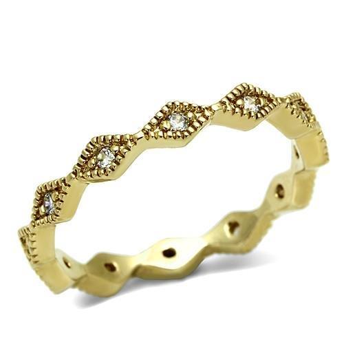 JCE2477 Gold Brass Ring with AAA Grade CZ  in Clear