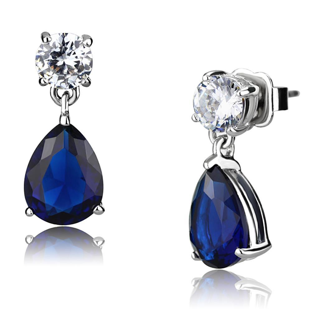JCE4684 Rhodium Brass Earrings with Synthetic Synthetic Glass in Montana