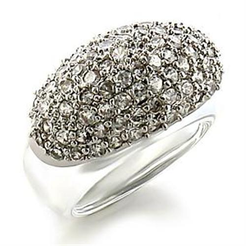 JCEA578 Rhodium Brass Ring with AAA Grade CZ  in Clear