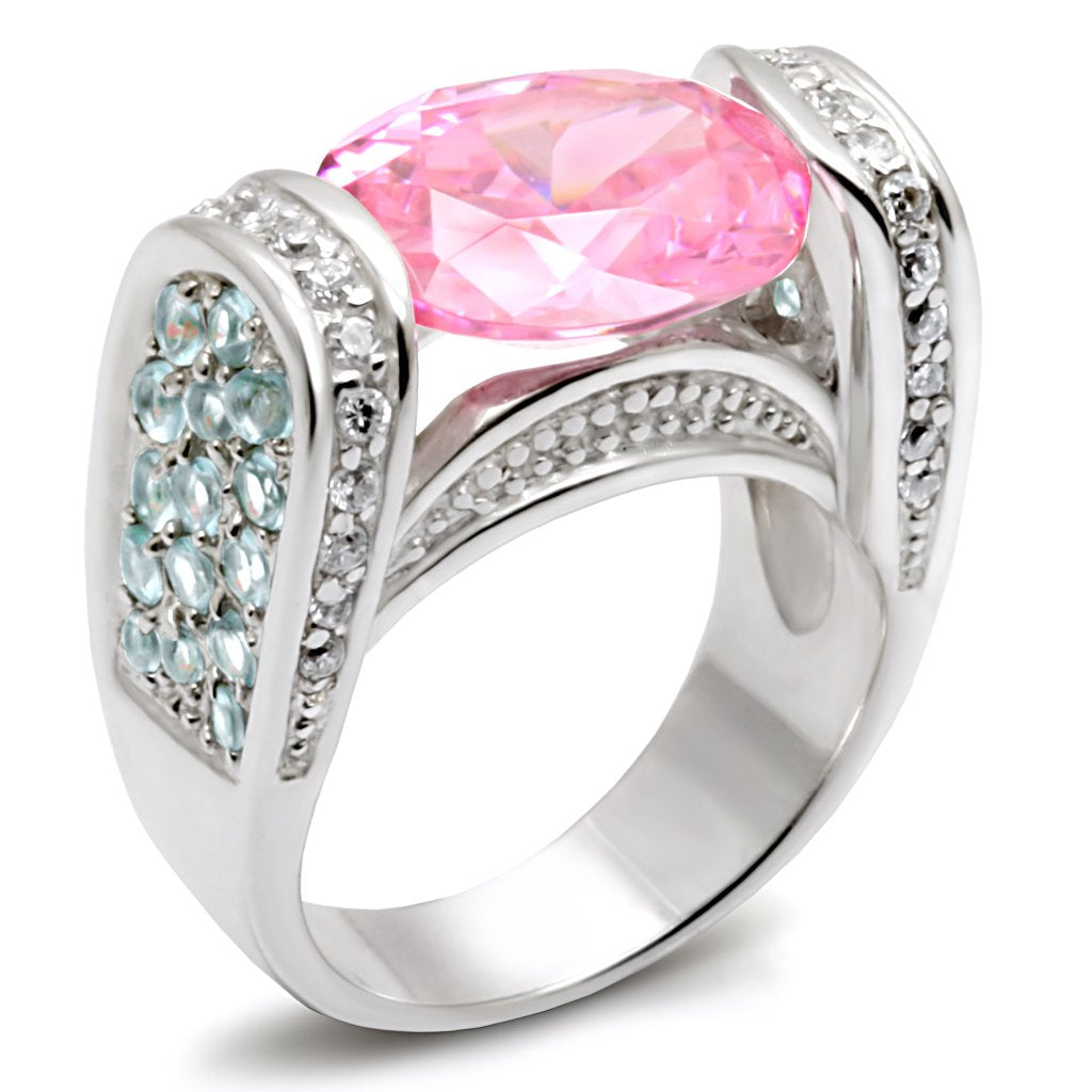 JCES488 Silver 925 Sterling Silver Ring with AAA Grade CZ  in Rose