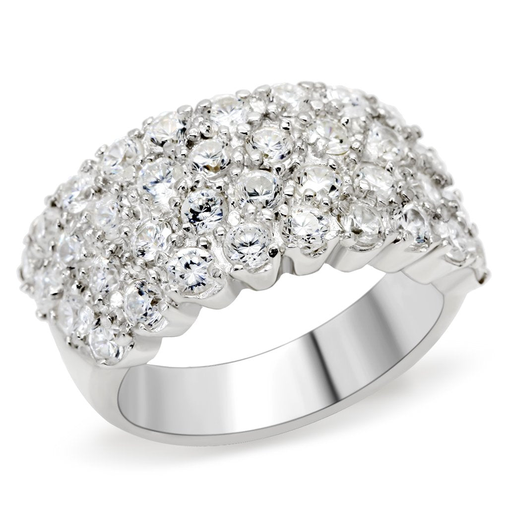 JCES520 Silver 925 Sterling Silver Ring with AAA Grade CZ  in Clear