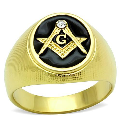 JCE1403 IP Gold(Ion Plating) Stainless Steel Ring with Top Grade Crystal  in Clear