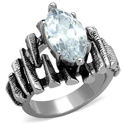JCE1516 High polished (no plating) Stainless Steel Ring with AAA Grade CZ  in Clear