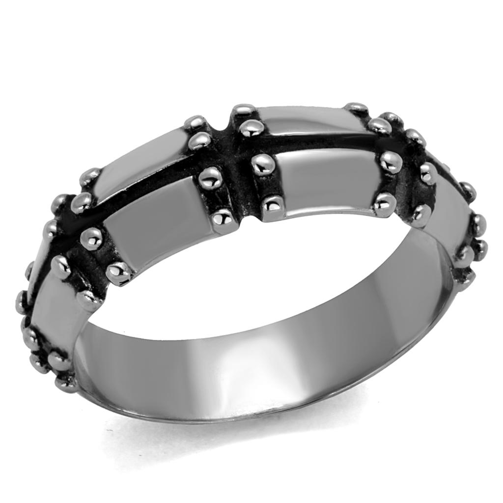 JCE2342 High polished (no plating) Stainless Steel Ring with Epoxy  in Jet
