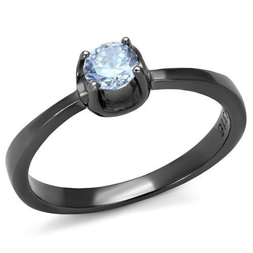 JCE2609 IP Light Black  (IP Gun) Stainless Steel Ring with AAA Grade CZ  in Light Amethyst